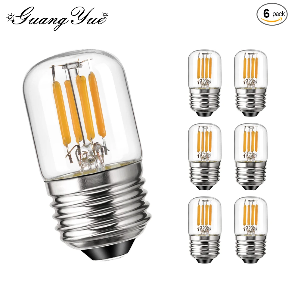 T28 LED Light Bulb 3W E26 110V E27 220V Mini Dim Edison Bulb Replacement Vintage Refrigerator Decorative Amber Glass Night Light