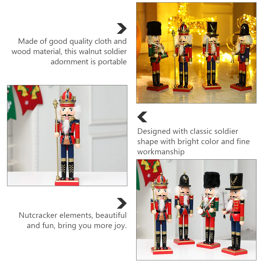 

1Pcs Walnut Soldier Adorn Lifelike Wooden Cloth Craft Portable Xmas Decor for Christmas Valentine Gift Kids Adults
