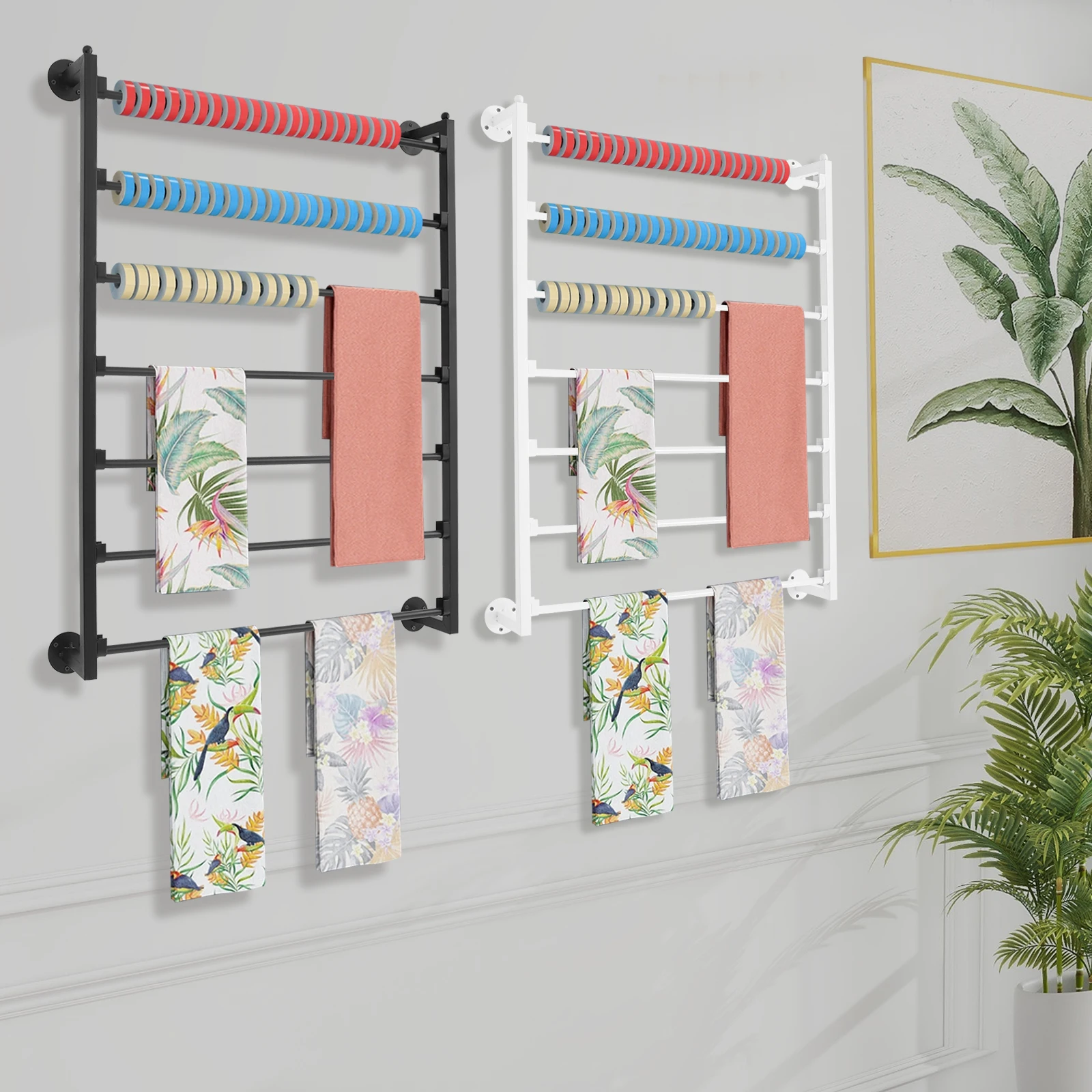 

7-слойный органайзер для хранения лент, черно-белый на выбор, настенная вешалка для шарфов для полотенец для ванной комнаты