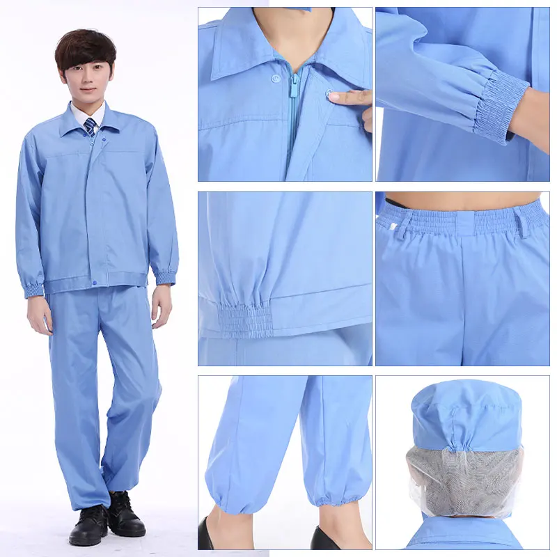 Picture 4: Food Industry Thin Long Sve White Work orm Set for Men And Women Breathable Hygienic Clean Workwear Cotton Polyester B...