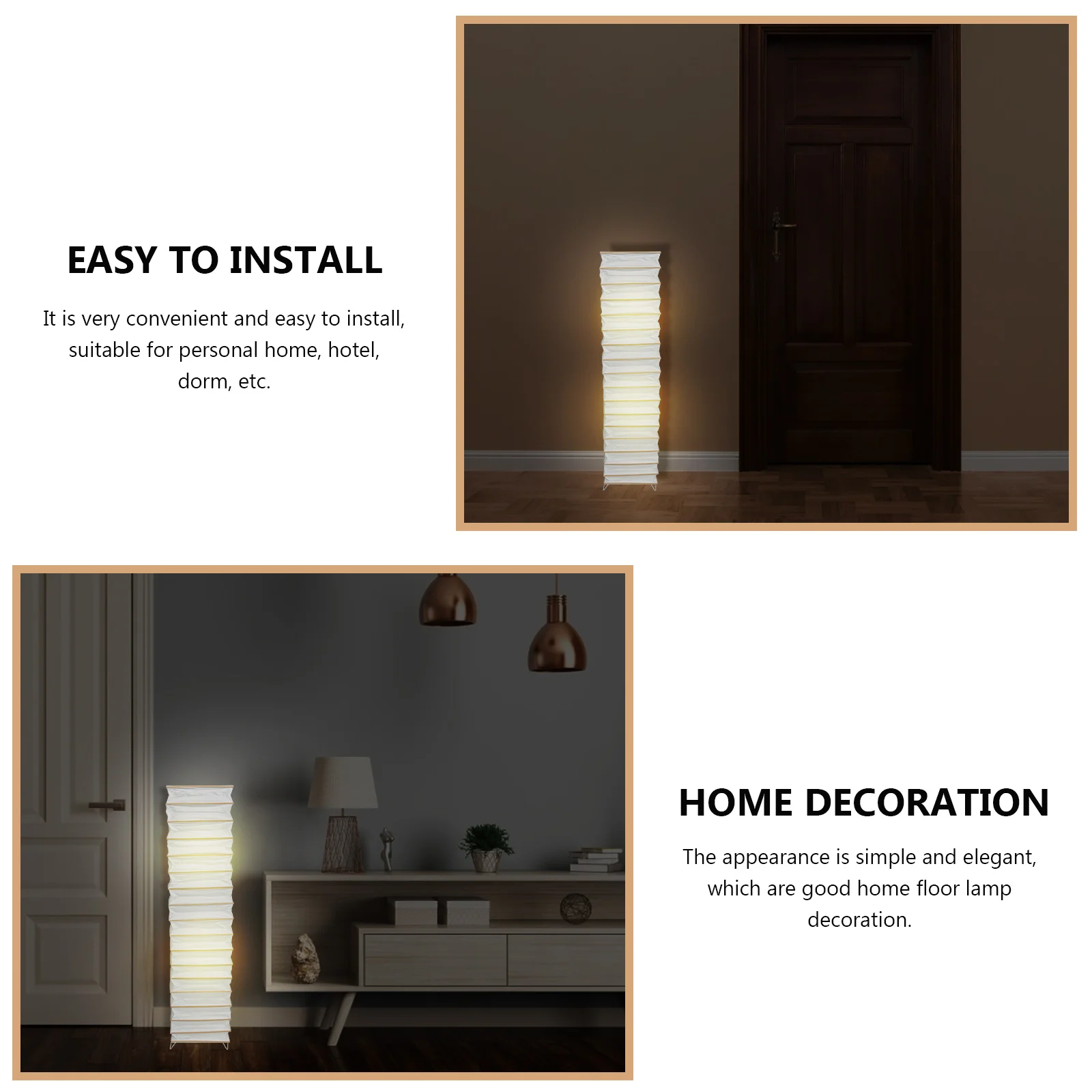 

Vertical Floor Paper Lampshade Light Cover Dustproof Decorative Simple Elegant Strong Durable Easy Install Home Hotel Dorm Use