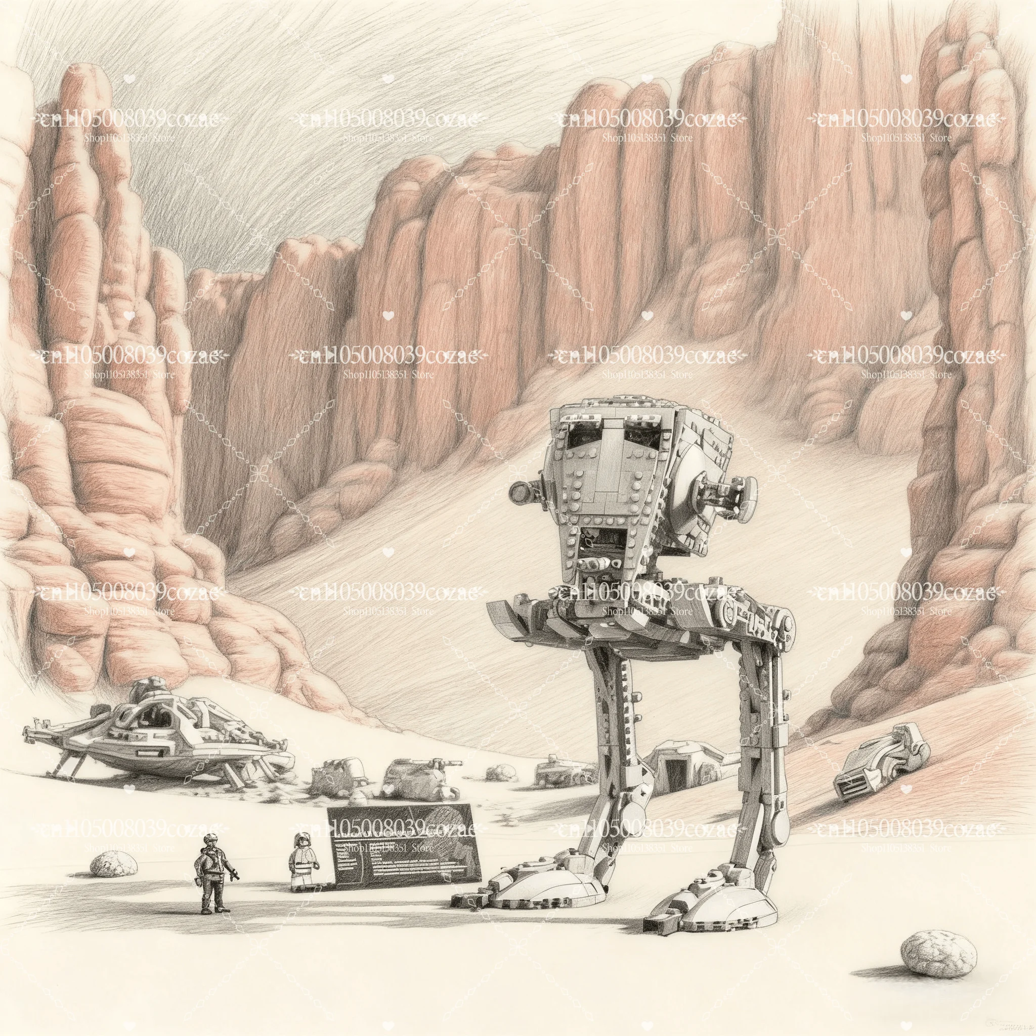 Nouveau produit chaud: 1 500 + pièces ATST Recon Transport Walker modèle briques de construction jouets pour adultes, garçons, anniversaire, cadeaux de noël