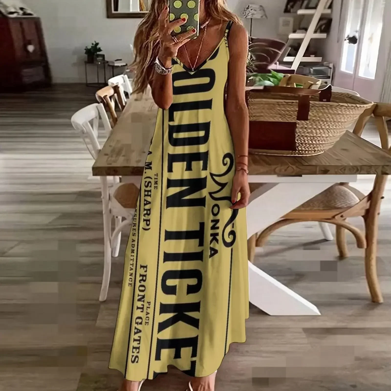 golden ticket Sleeveless Dress Aesthetic clothing elegant dresses plus sizes Dress view 3