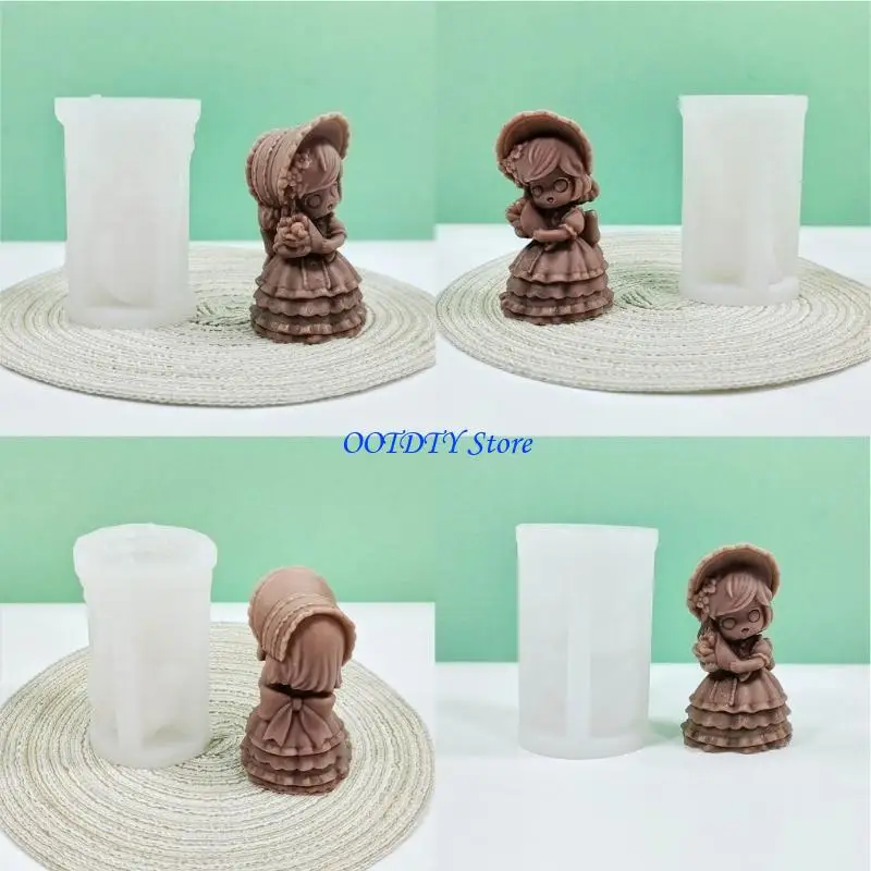 367A 3D Girl Shaped Silicone Mold Cake Fondant Molds Princess Resin Plaster Molds Handmade Soap Mould Desktop Ornament