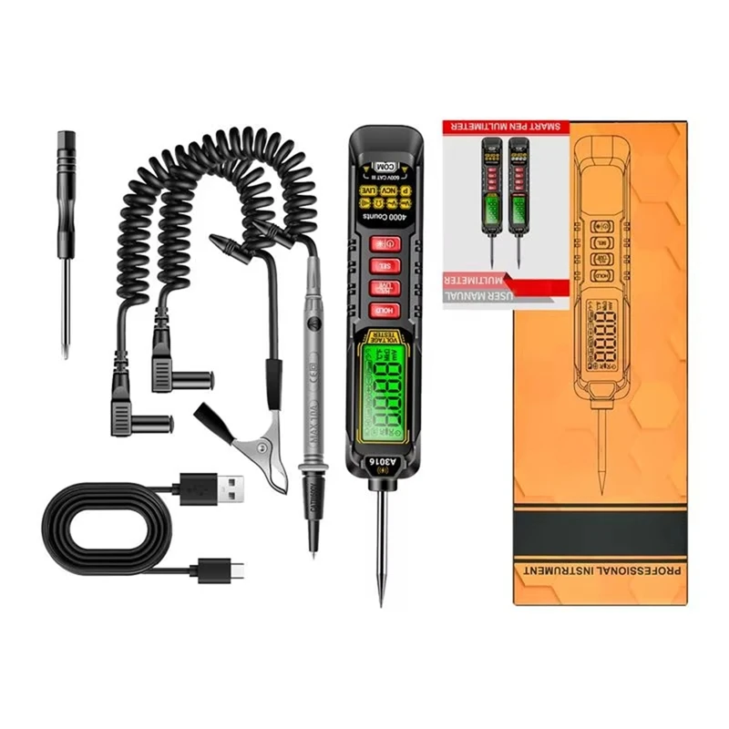 

Pen Type Multimeter Voltmeter 4000-Count Pen Type Detector Voltage Detector Electrical Tester Meter Continuity Tester