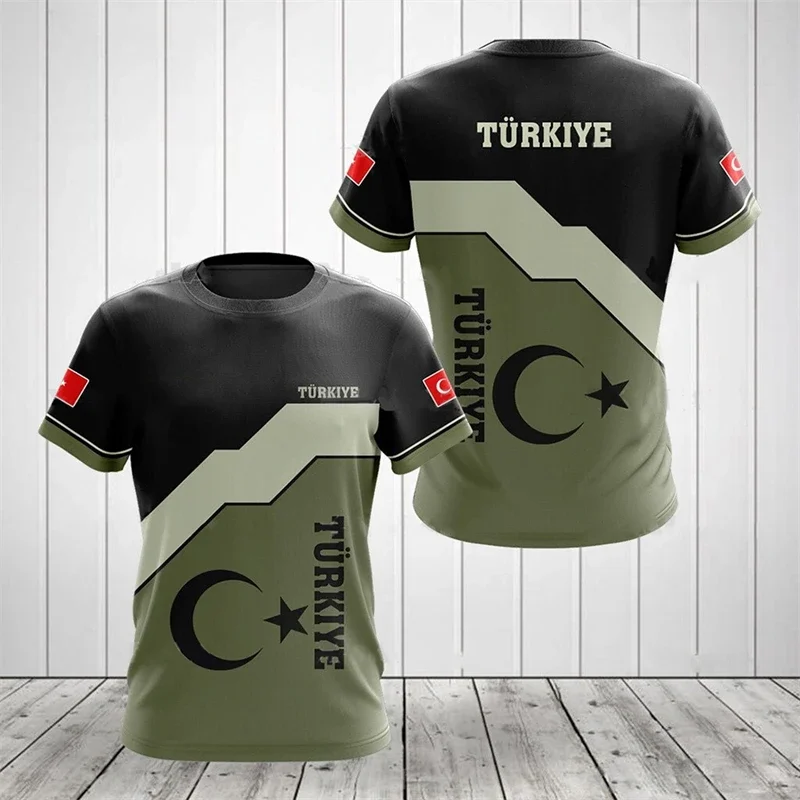 Turkish Flag Graphic T Shirts Military Camouflage Tops Outdoor Sports Football Short sleeves Printed Turkey Casual T-shirt