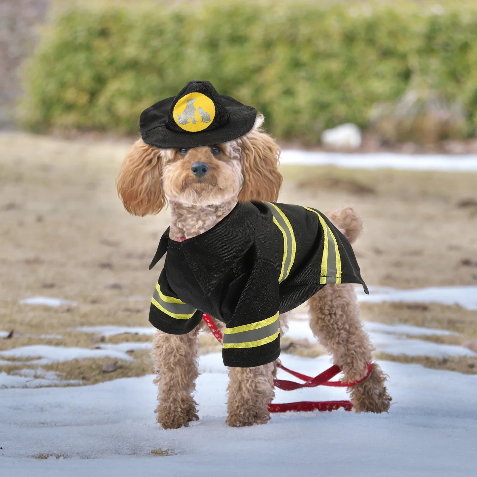 

1 set Pet Firefighter Uniform Clothes Dog Puppy Size Halloween Christmas Outfits Warm Coat Dog Jacket Apparel