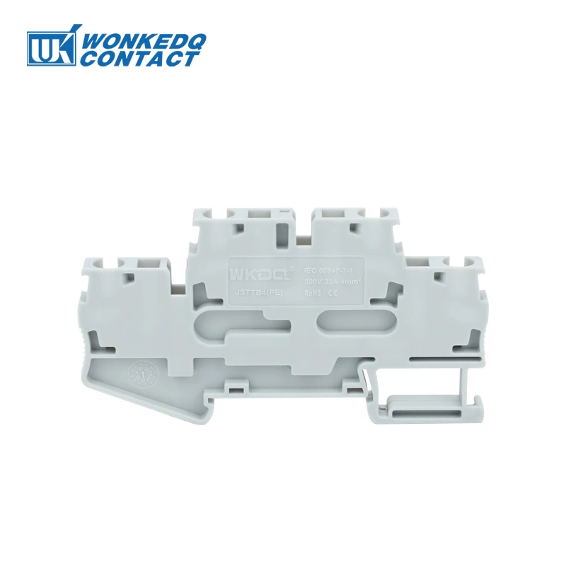 STTB4 Double Level Spring-Cage Terminal Block NS35 Din Rail Mount Connection 4mm² Cable 2 Layer Connector Electrical STTB 4