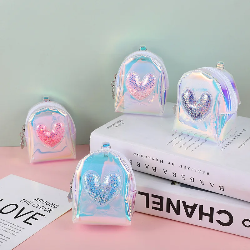 

Multifunctional Transparent Coin Purse Fashion Colorful Small Backpack With Keychain Students Key Bag Mini Backpack Pendant Gift