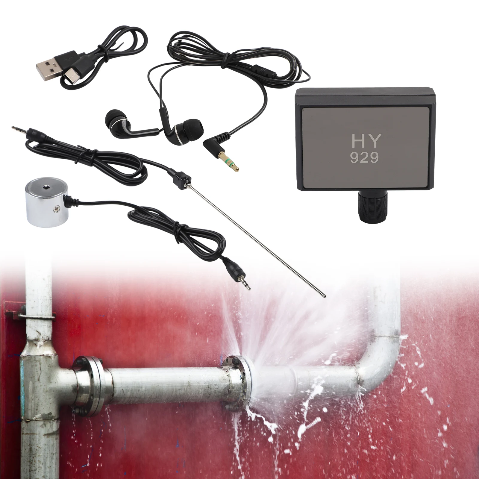 Portable Water Leak Detector with High & Sound Amplification for Home & Commercial Pipe Leak Detection - ABS Material