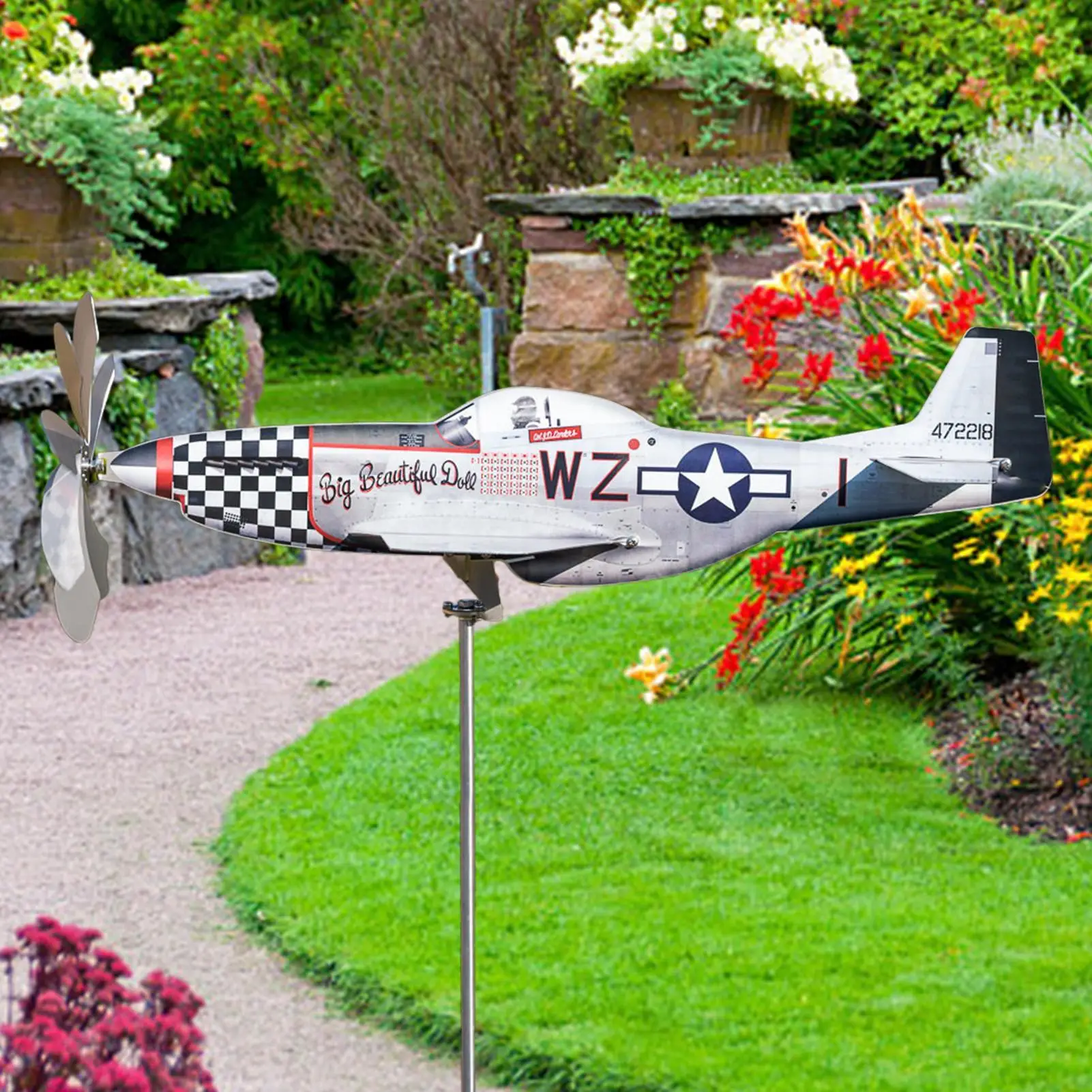 Household Garden Windmill Airplane Wind Spinners Weather-Resistant Sturdy Wind Powered Wind Catcher Garden Art Decorations
