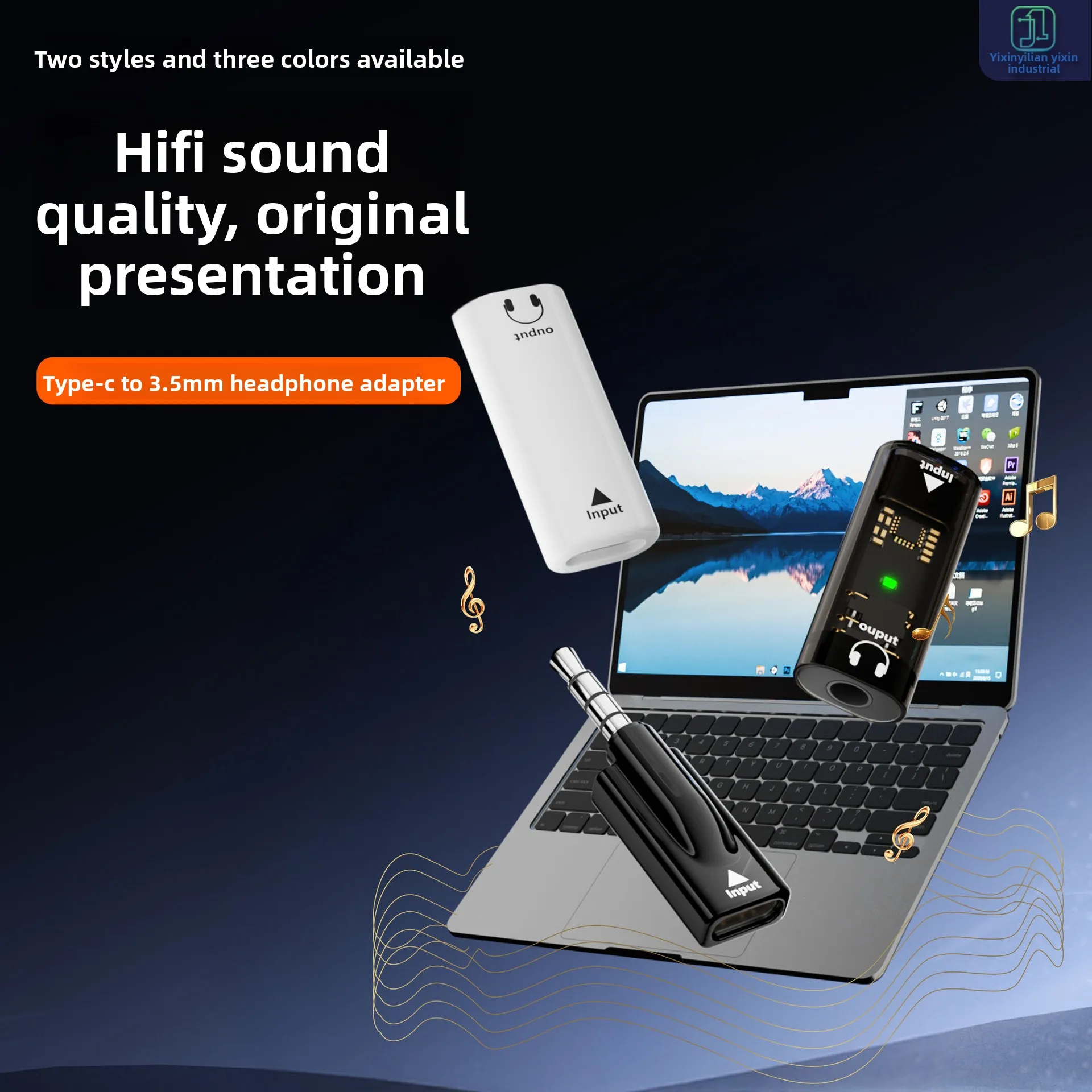 3.5mm audio to Type-C female adapter, compatible with car use, for connecting mobile phones to speakers and earphones