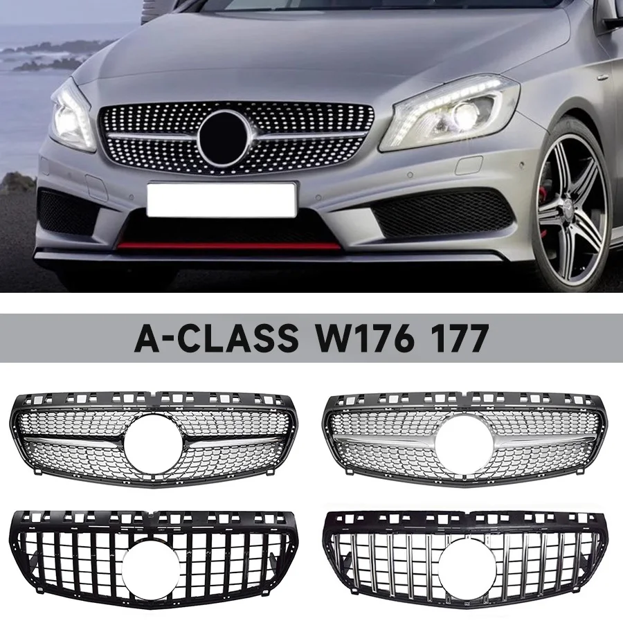 

Topteng Front Upper Grille GTR Diamond Style for Mercedes Benz A-CLASS W176 W177 Sedan PreFacelift Facelift Tunning