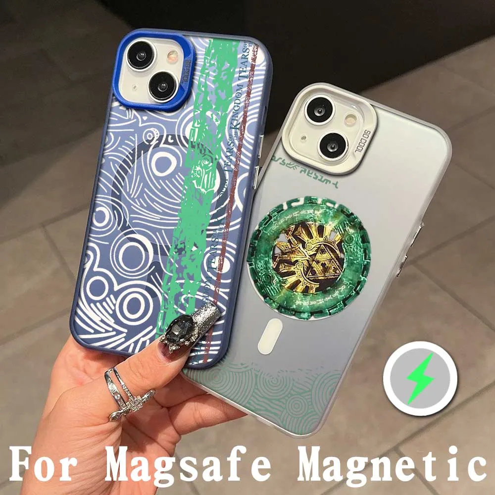 Hot Games The Legend of Zeldas Magsafe Magnetic Phone Case for IPhone 11 12 13 14 15 Pro Max Plus Lens Creative Border Silver