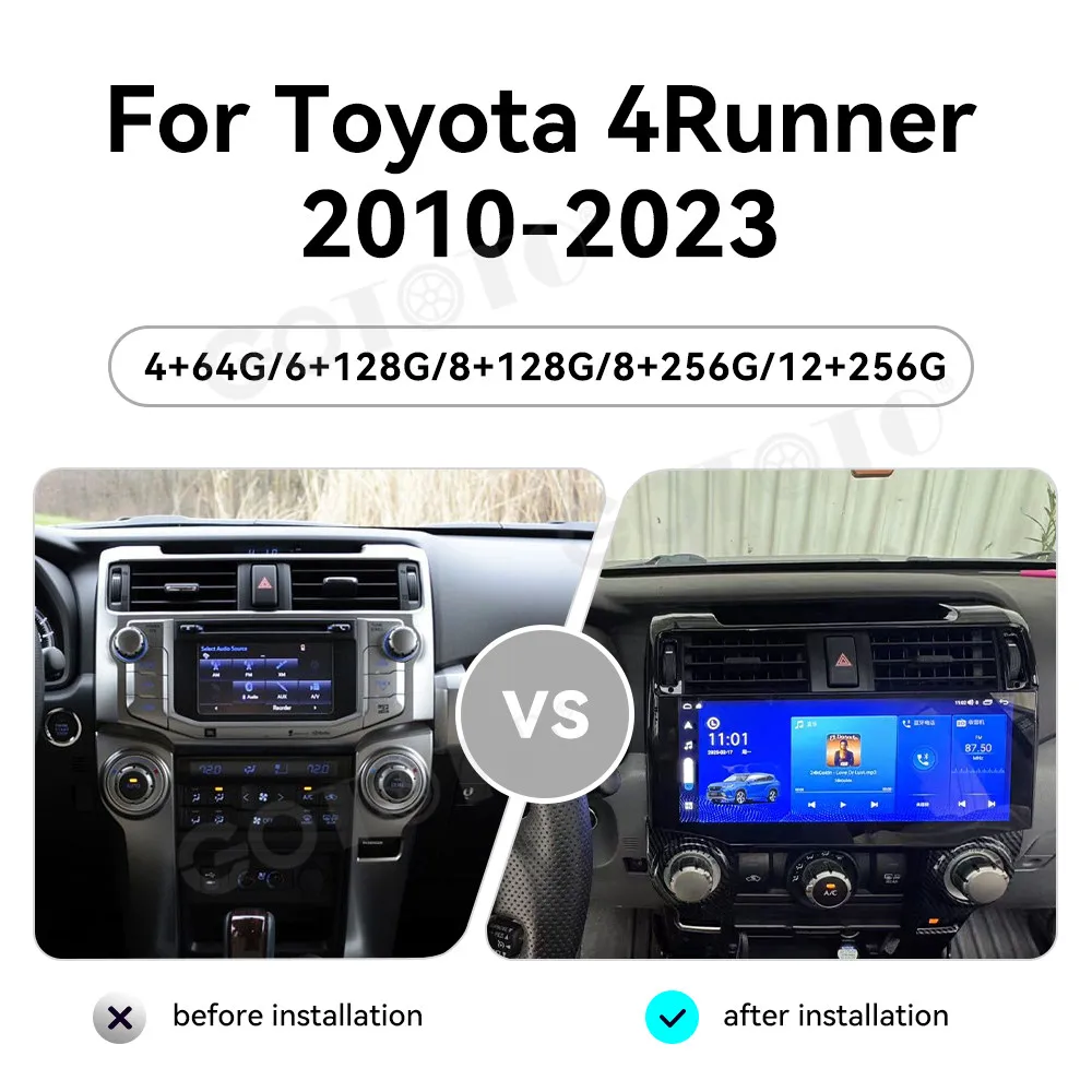 Radio Dvd Player Android 15 12.3 inch For Toyota-4 Runner 2010-2023 Car Multimedia Player Radio Tape Recorder Stereo Head Unit