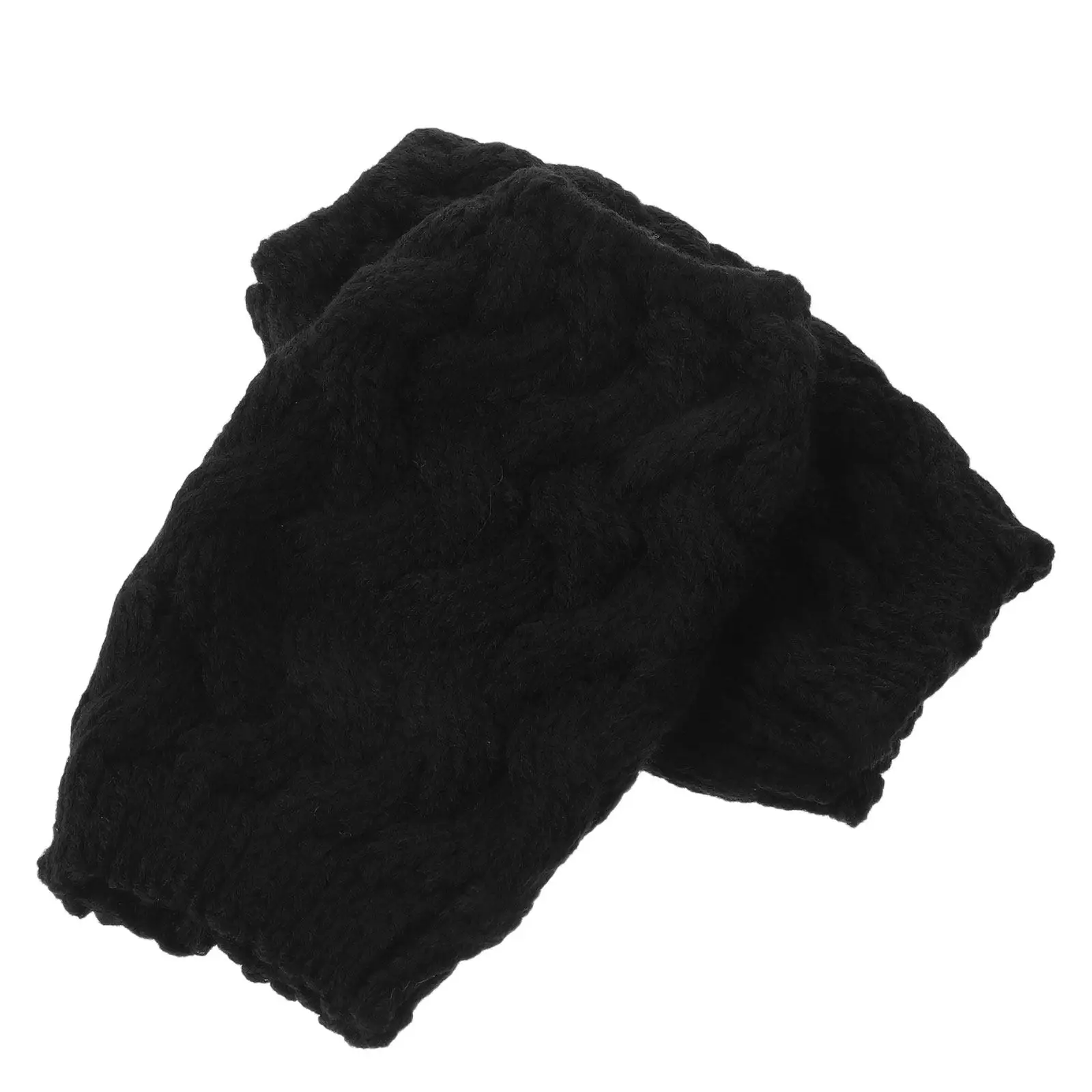 1Pair Knee Sleeves Soft Knit Thermal Knee Warmers Black Patterned Long Winter Leg Warmers Women Girls Cycling Boot Socks