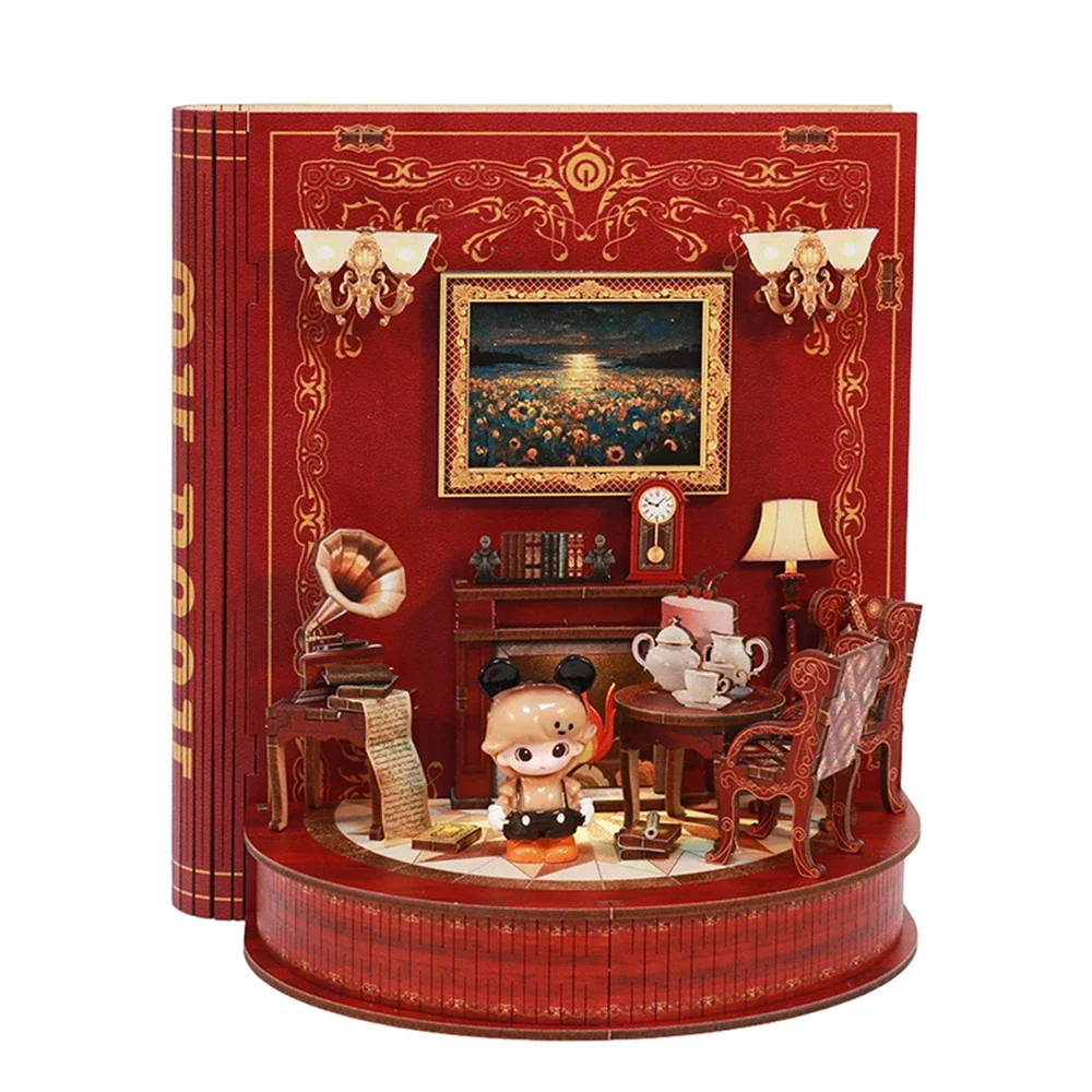 

3D-конструктор «Книжный уголок» из дерева - Сборная модель-пазл «Книжный театр» для полки, кукольный домик, подставка для книг, декор для дома