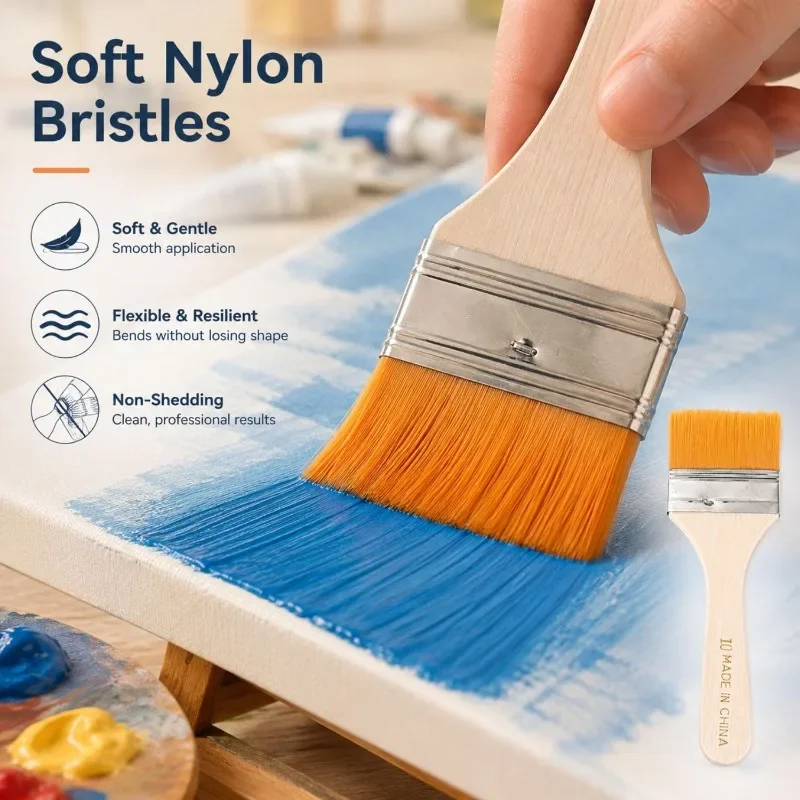 Mini Paint Brushes BBQ Cooking Brushes Multi-purpose Wooden Handle Cleaning Brushes for Art Paintings Wall Furniture DIY Craft