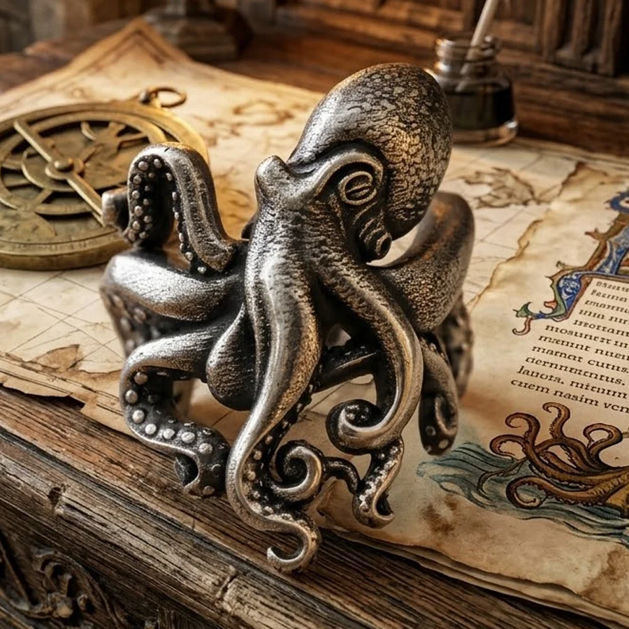 Buy 3 Get 1 Free SheCrown Gothic pact—wearing the Kraken’s shadowed power as a silent, deep-sea proverb Mens Silver plated Rings