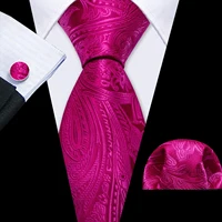 Barry.Wang Corbata roja rosa Corbata de oficina para hombre Corbata Bolsillo Gemelos cuadrados Conjunto Corbata Casual Fiesta de negocios de boda