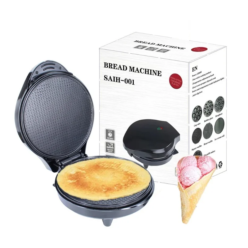 Waffle Ice Cream Cone Maker 1200W Nonstick Plates Double Sided Heating Electric Waffle Cone Maker Machine