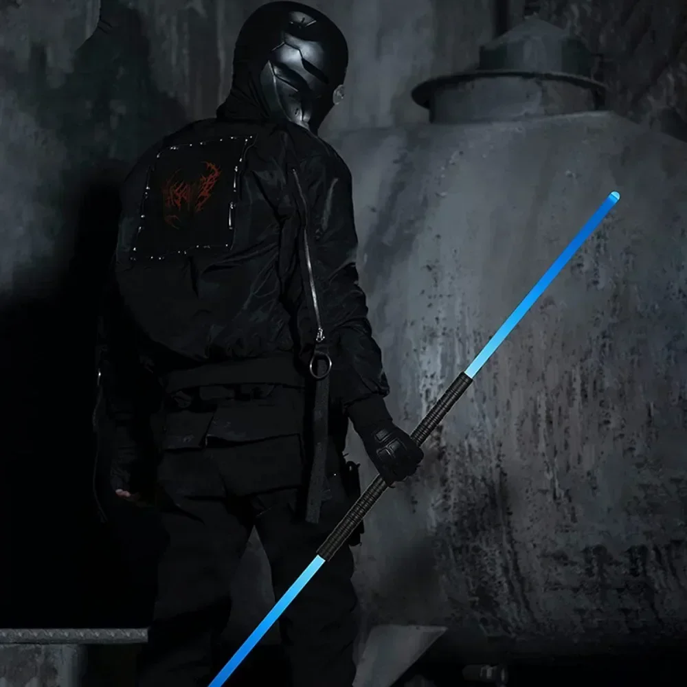 Световой меч с металлической ручкой RGB, 7 цветов, светодиодный лазерный меч, два в одном, переключаемый двусторонний звук Saber, полный подарок для косплея