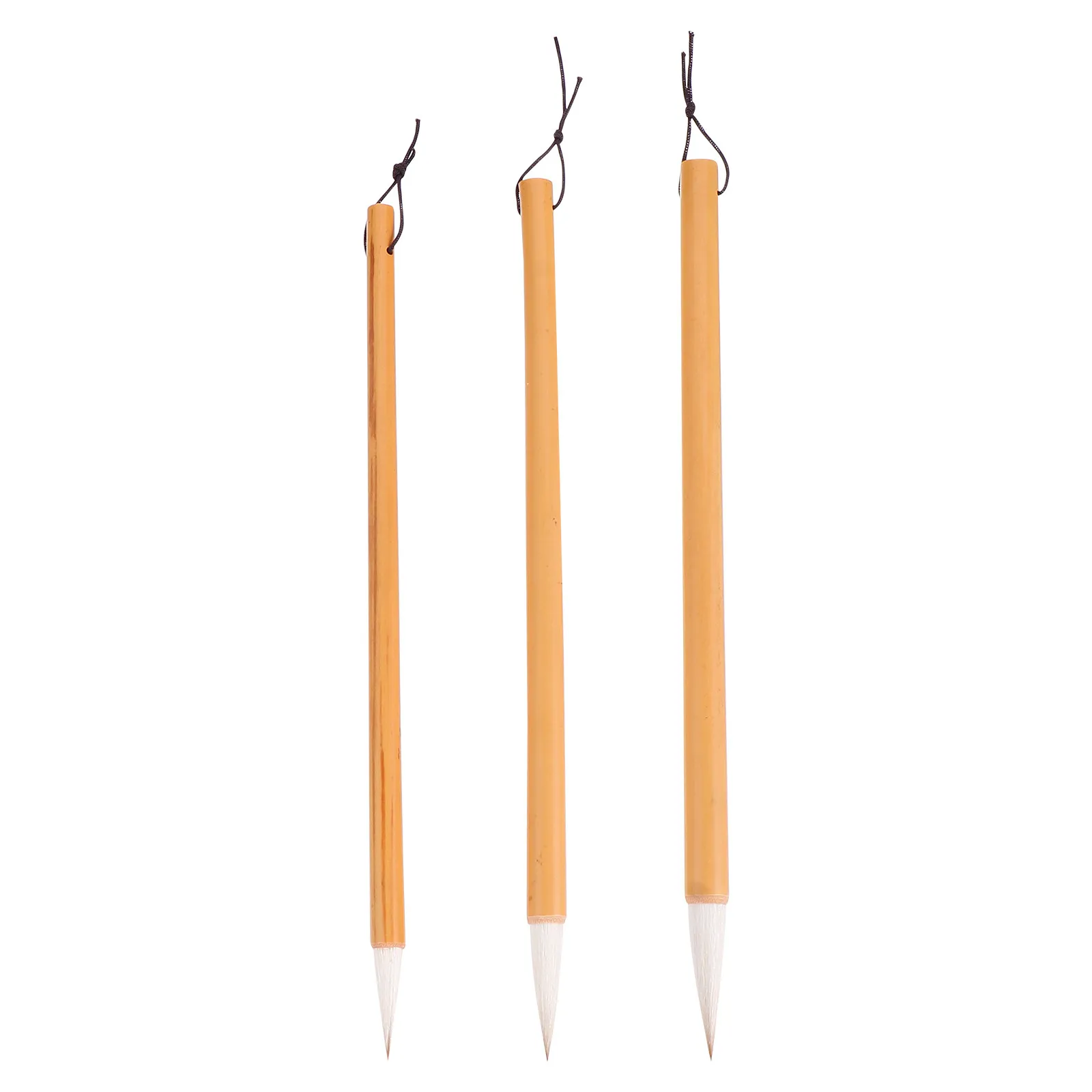 3Pcs Premium Chinese Calligraphy Brush Set Handmade Wool Tips Bamboo Handle Suitable for Painting Drawing Writing Watercolor Ink