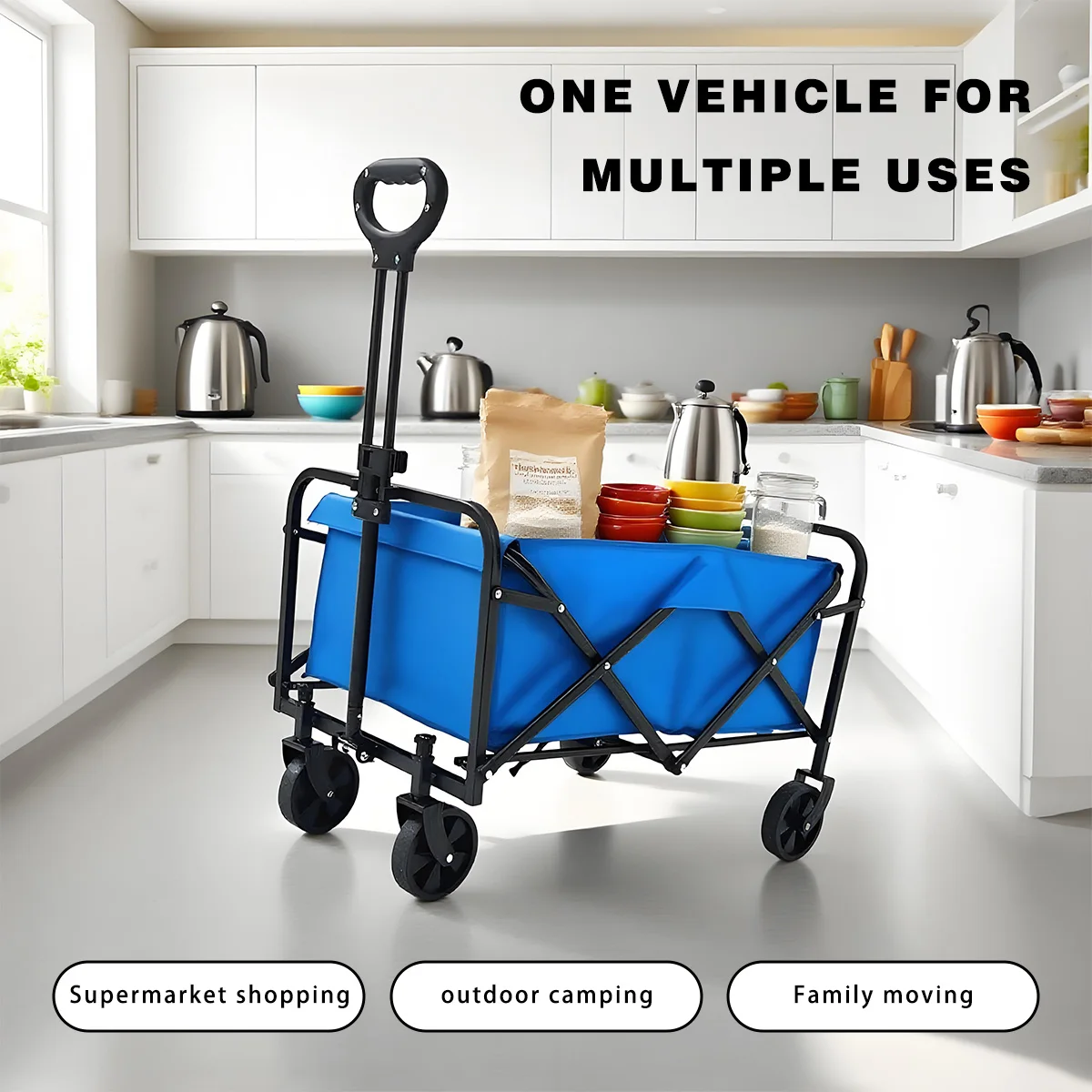 عربة قابلة للطي تجارية متعددة السيناريو مع إطارات مقاومة للاهتراء وإطار معدني قوي وعربة متعددة الوظائف لجميع التضاريس