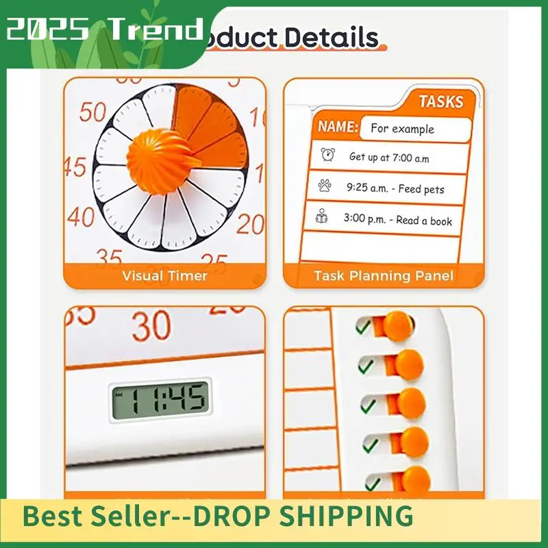 AD33 HOT 3-In-1 Visual ADHD Timer For Kids & Adults With Planning Board, Task Timer, Chore Chart & Visual Schedule Planne
