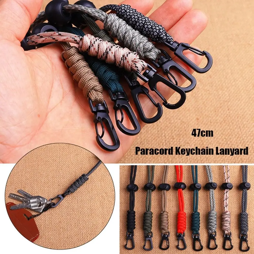 High Quality High Strength Paracord Keychain 8 Styles Parachute Cord Keychain Neck Hanging Rope Outdoor Tool