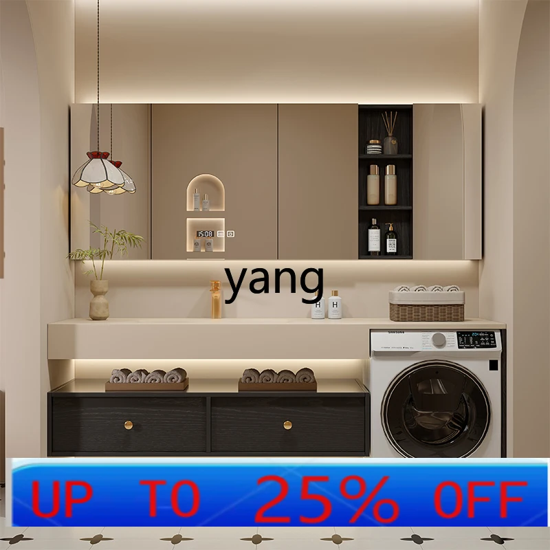 LH  bathroom washing machine wash basin integrated cabinet rock slab hot bending balcony combination