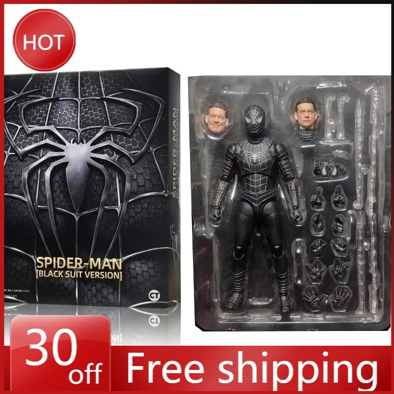 

2024 Spiderman Black Figure Across The Spider-Verse Shf Anime Figuarts Model 14CM Pvc Desktop Ornament Decoration Children Toys