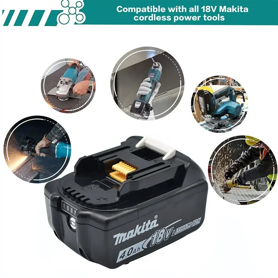 Makita Original 18V Makita 4000mAh Lithium ion Rechargeable Battery 18v drill Replacement Batteries BL1850 BL1860 BL1830 BL1860B