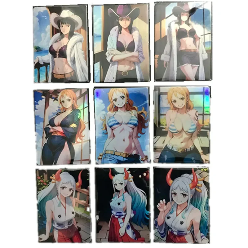 

9Pcs/set Anime One Piece Nami Robin Yamato Homemade Heroine ACG Sexy Nude Card DIY Classic Game Toy Gift Collection Card