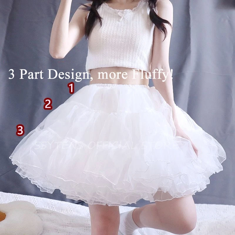 Petticoats Puffy Tutu Skirts Violent Boneless 4 Layers Soft Tulle Lolita Mini Skirt Support Cosplay JK Dress Underskirt Women