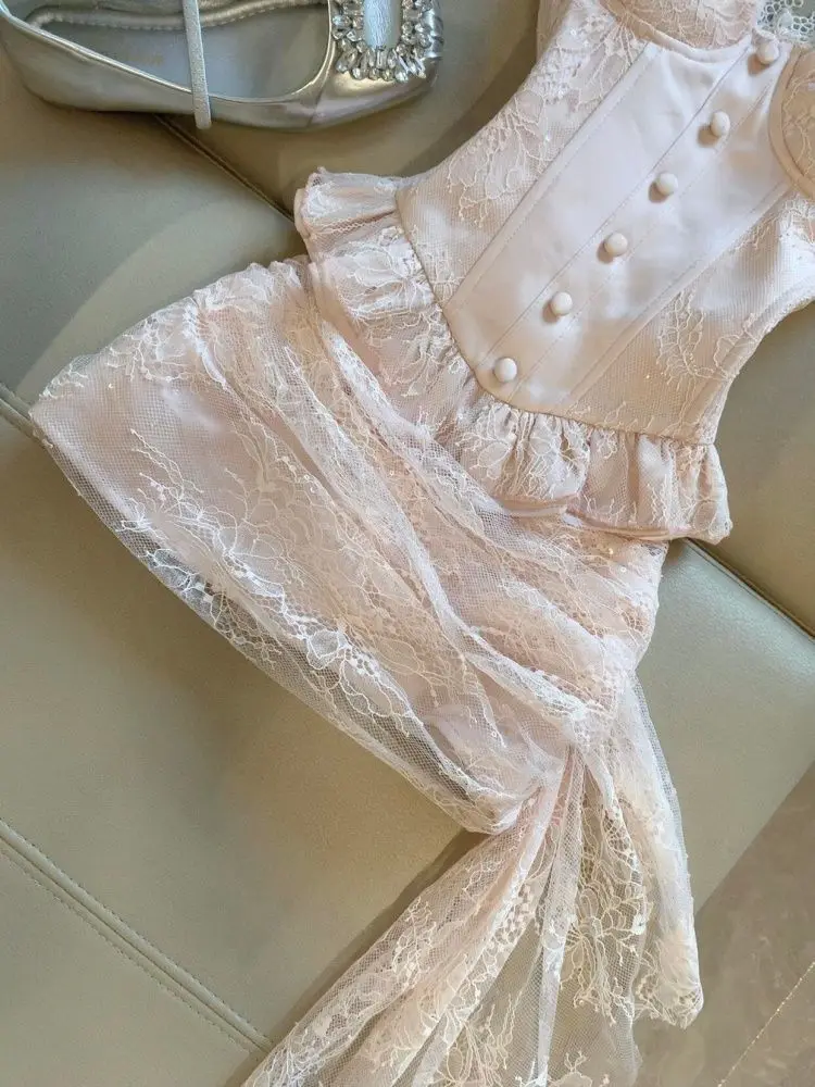 2026 Summer Sweet Pure Desire Style Party Outfit New Sexy Camisole Top + Bodycon Skirt Suit France Elegant Two Piece Set 2026 image 5