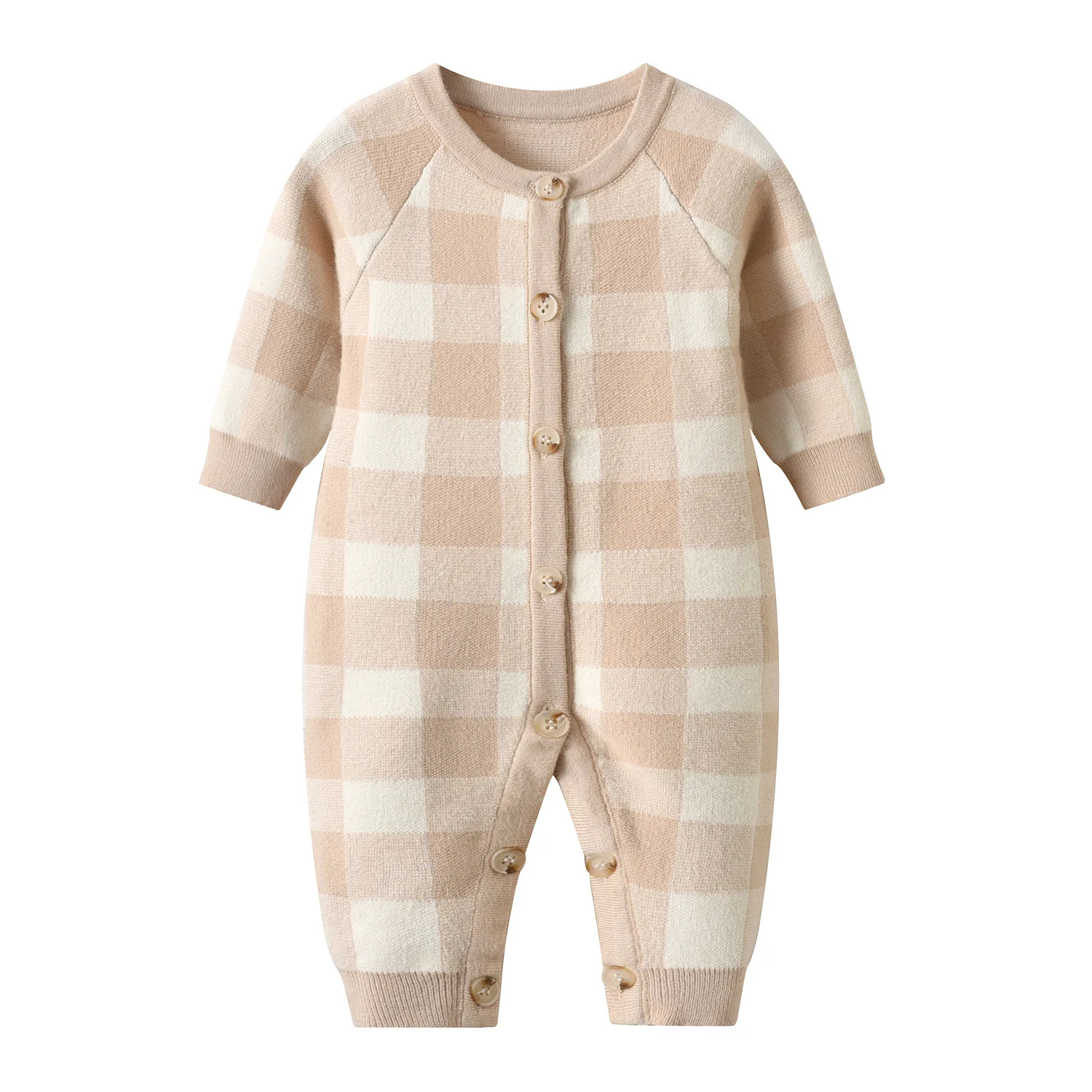 Plaid Baby Boys Girls Romper Clothes Knitted Newborn Infant Jumpsuits Outfits Sets Toddler Wear New Born Baby Clothes