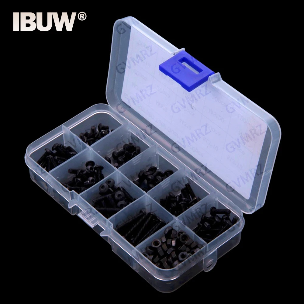 300pcs M3 Black Pan Head Hex Socket Screws M3*5 M3*6 M3*8 M3*12 M3*14 M3*16 M3*18 M3*20 M3 Nut M3X5 M3X18 M3X20 M3X8
