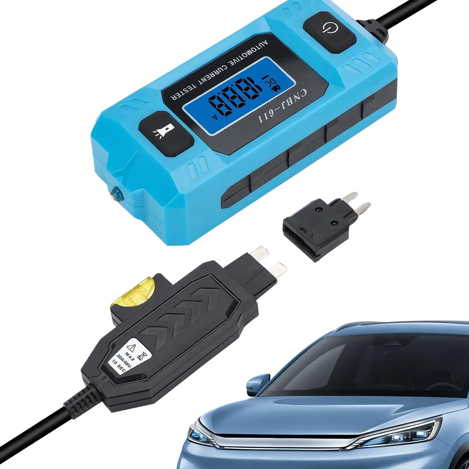 

Тестер автомобильного неисправности цепи, 20 А, 48 В, тестер реле переднего освещения, высокоточный тестер автомобильных предохранителей с ЖК-экраном