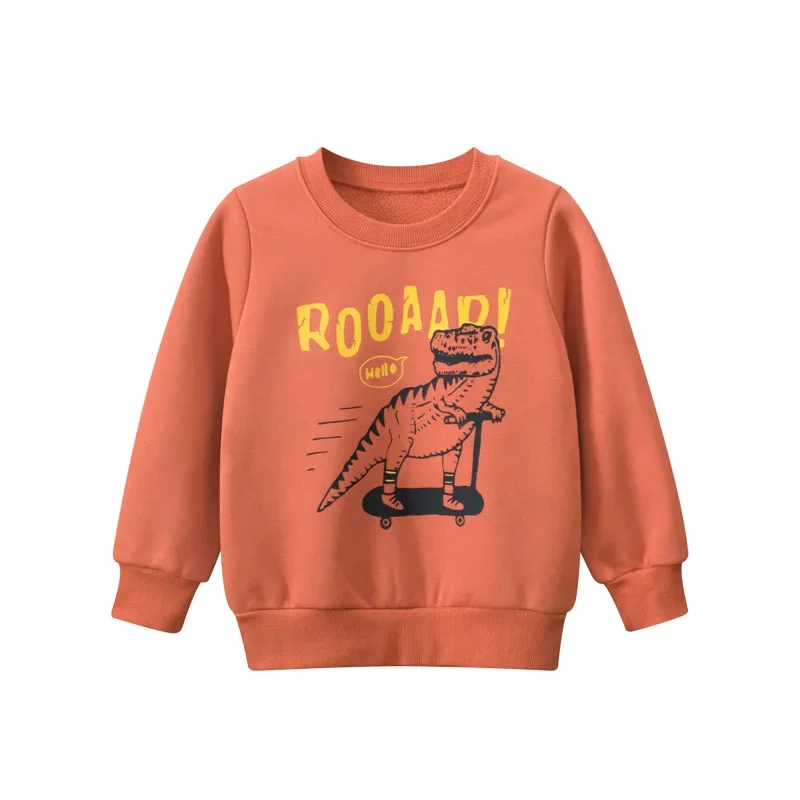 Korean children's clothing autumn and winter new 2024 children's hoodies, male baby clothes, dinosaur trend