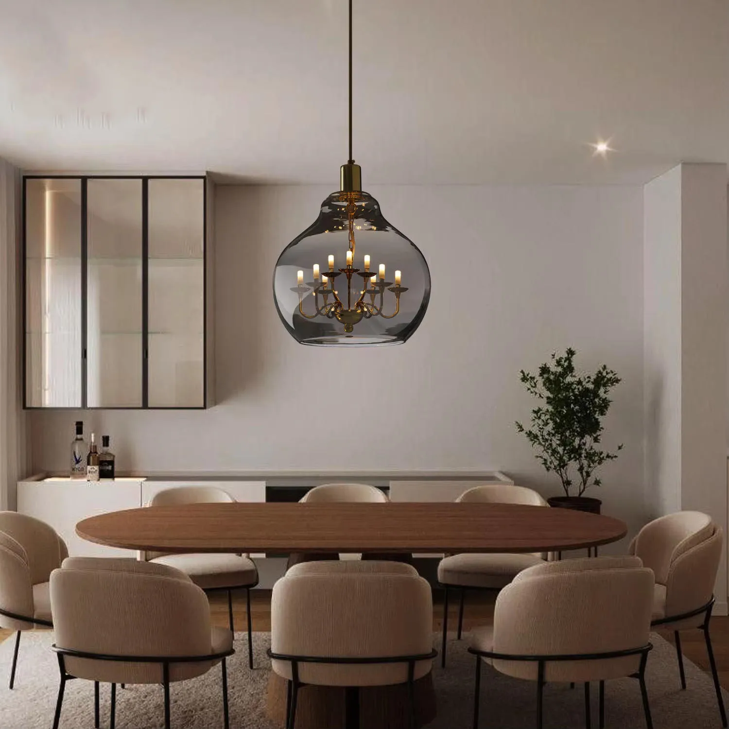 Dreamy Light Giant chandelier Black electroplated transparent glass hand-blown Pendant light