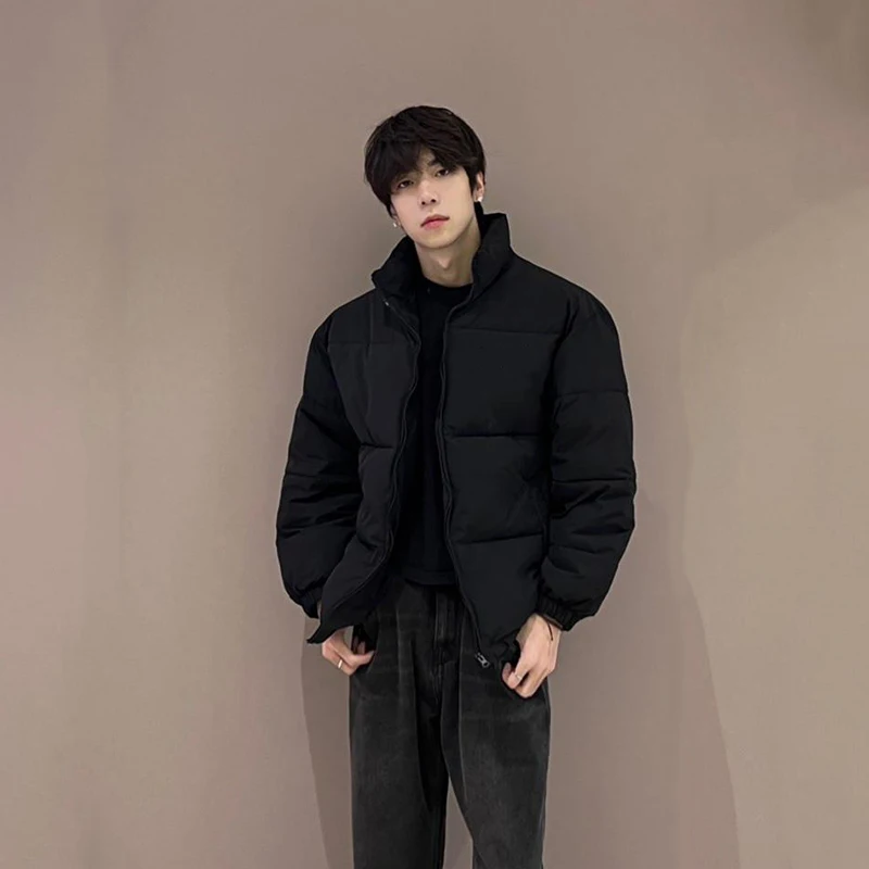 

Мужская зимняя утепленная куртка Bla Jiujiang из хлопка с воротником-стойкой, молодежная повседневная модель с длинными рукавами на молнии