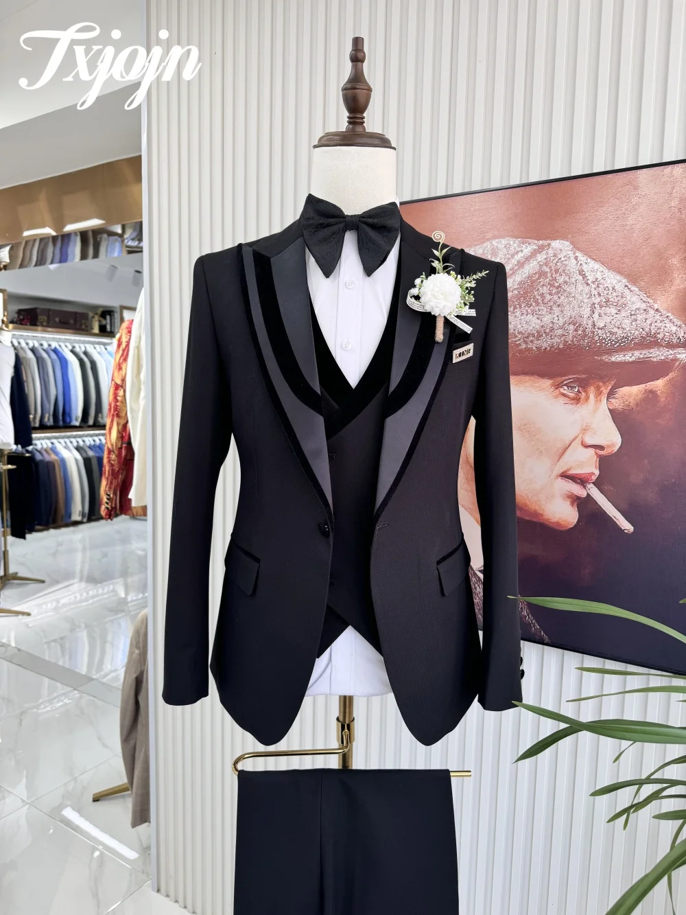 Elegant Men Suit Wear 2025 Formal Peak Lapel Men Party Tuxedo Handsome Men's Suit Dancing Wear Real Shoot Customized