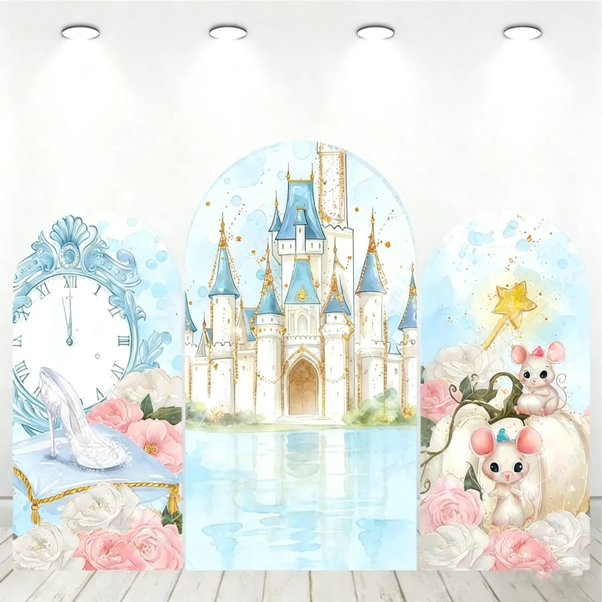 LS Princess Castle Baby Shower Arch Cover Backdrop Pink Gingham Strawberry Background Girl 1st Birthday Party Studio Decor