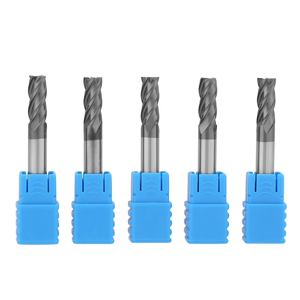 5Pcs CNC Milling Cutter Carbide End Mill 4 Flutes Milling Cutter Tool Kit 6mm Diameter x 50mm Length