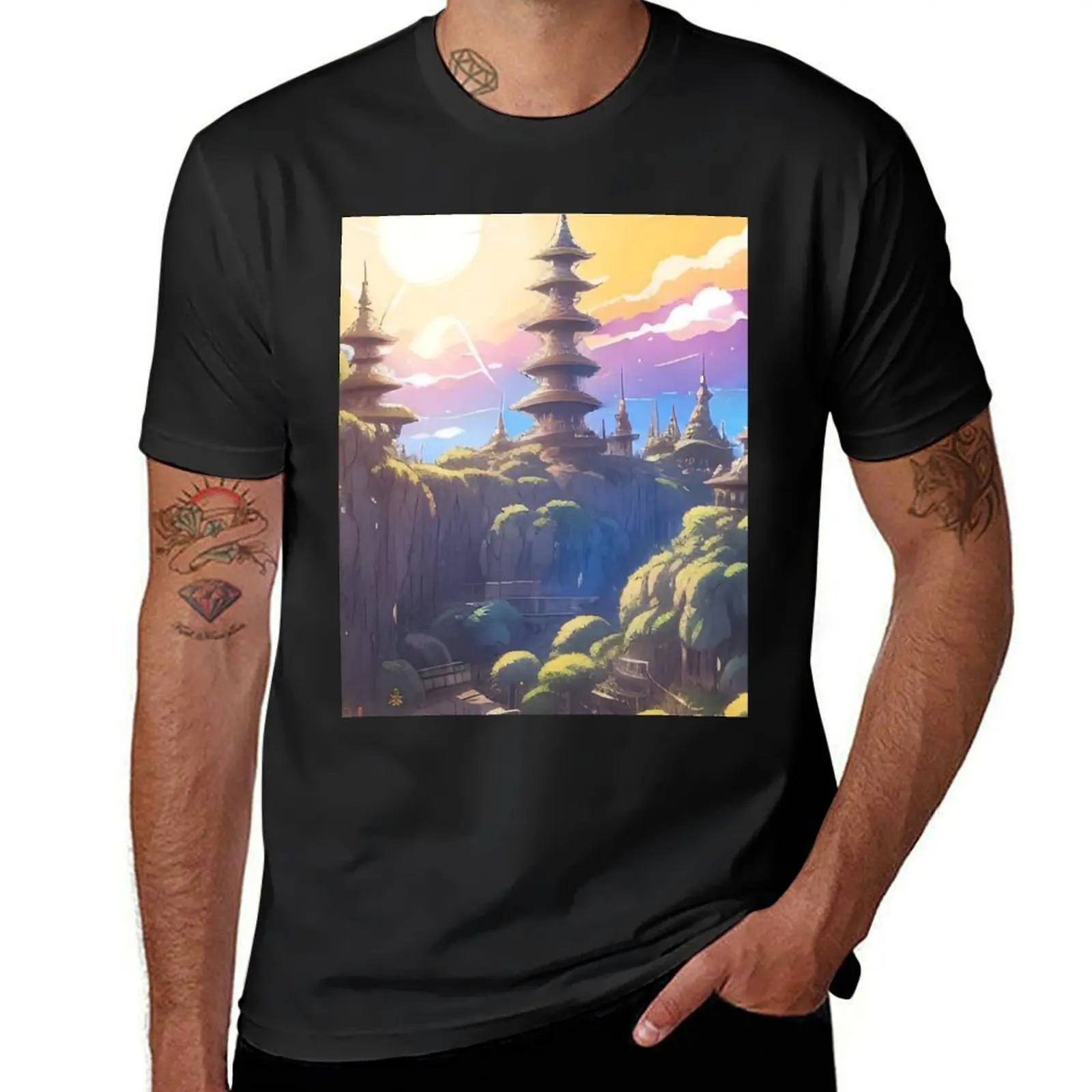 Enchanted Valley: A Magical, Mystical, Serene Landscape T-Shirt quick drying for a boy Men's clothing