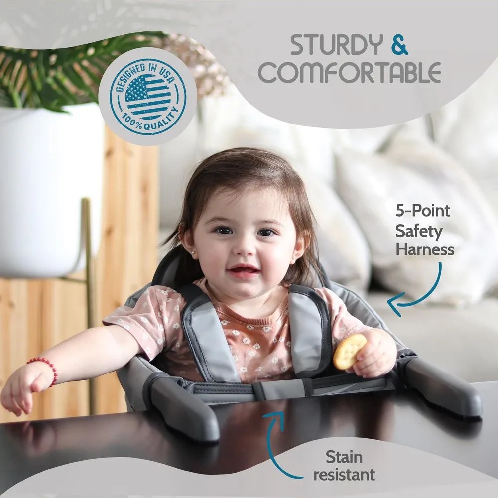Portable Hook-On High Chair for Babies - Safe, Foldable Travel Seat with Storage Pocket