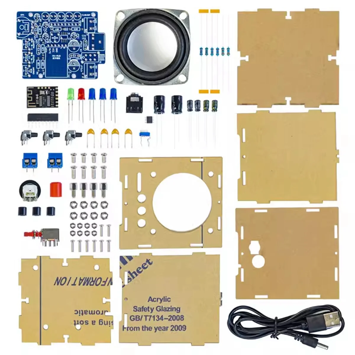 DIY Bluetooth Speaker Kit Electronic Kit Component Mini Amplifier Speakers SPI Interface with Acrylic Shell