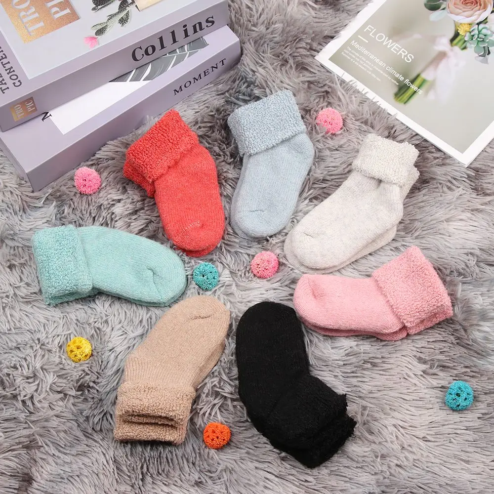 

Мягкие детские чулки ярких цветов для детей от 0 до 8 лет, детские шерстяные носки, толстые теплые носки
