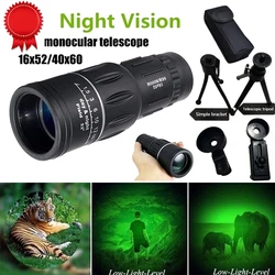 16X52 long Distance Sports Hunting Zoomable Monocular Low Light Night Vision Telescope Binoculars for Outdoor Watching Hunting